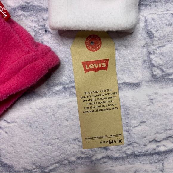 Levi’s Fleece Zip Up Jacket in White/Pink - Picture 4 of 7